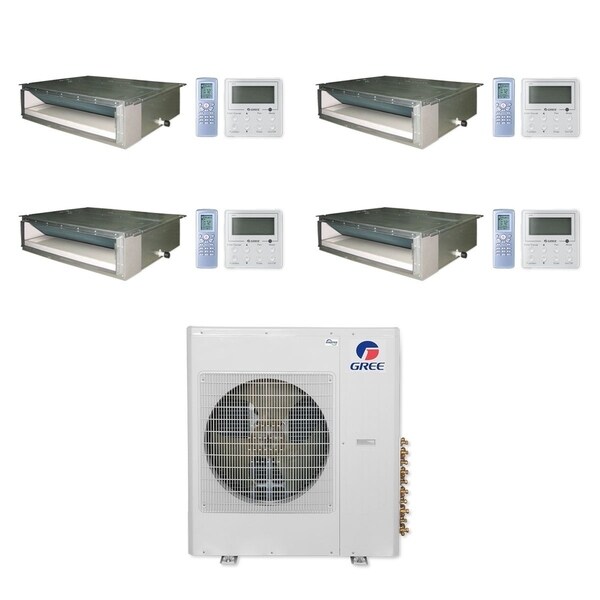 Gree MULTI42CDUCT404 -42,000 BTU Multi21+ Quad-Zone Concealed Duct Mini Split A/C Heat Pump 208-230V (9-9-12-18) - A/C & Heater