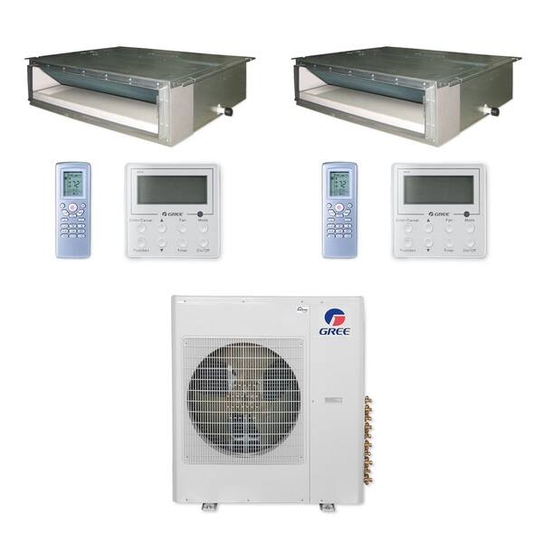 Gree - 42,000 BTU Multi21+ Dual-Zone Concealed Duct Mini Split A/C Heat ...