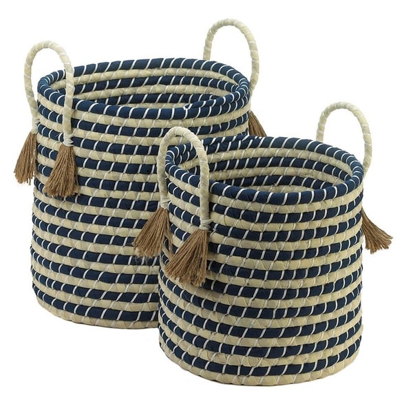 Harbor Braided Round Decorative Storage Baskets - Set of 2 - On Sale