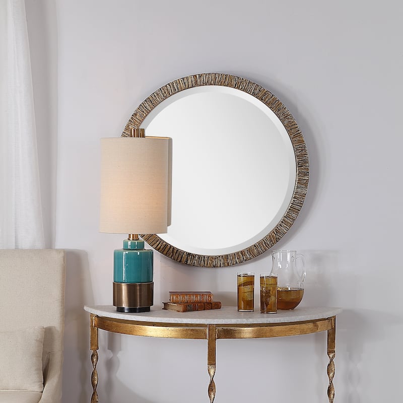 Uttermost Wayde Gold Bark Round Mirror - 30x30x1.5