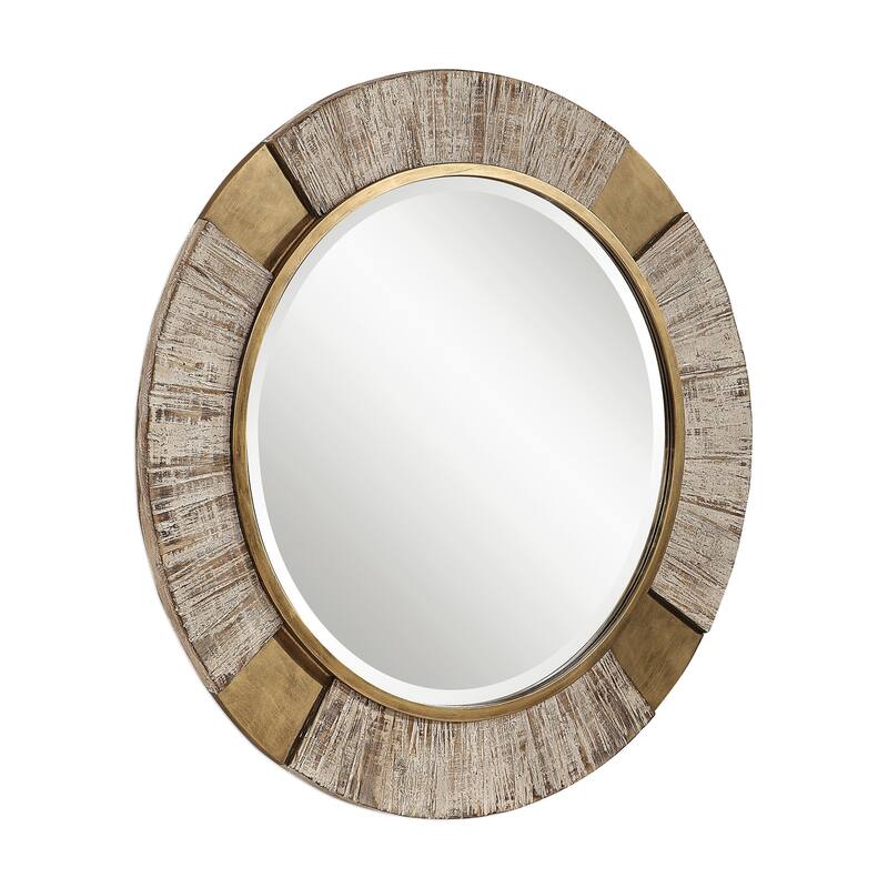 Uttermost Reuben Gold Round Mirror - Antique Gold
