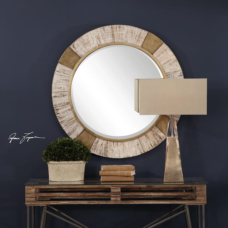 Uttermost Reuben Gold Round Mirror - Antique Gold