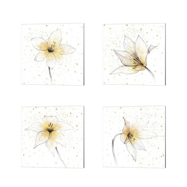 Avery Tillmon 'Gilded Graphite Floral' Canvas Art (Set of 4)