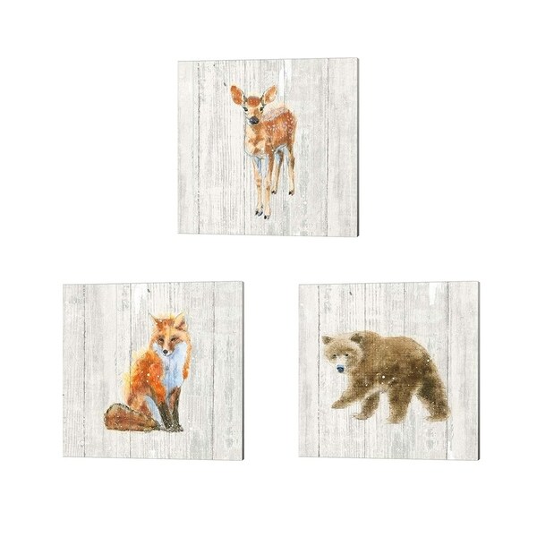 Emily Adams 'Into the Woods no Border on Barn Board' Canvas Art (Set of 3)