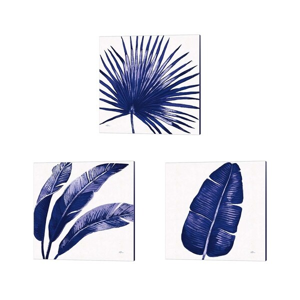 Janelle Penner 'Welcome to Paradise Indigo A' Canvas Art (Set of 3)