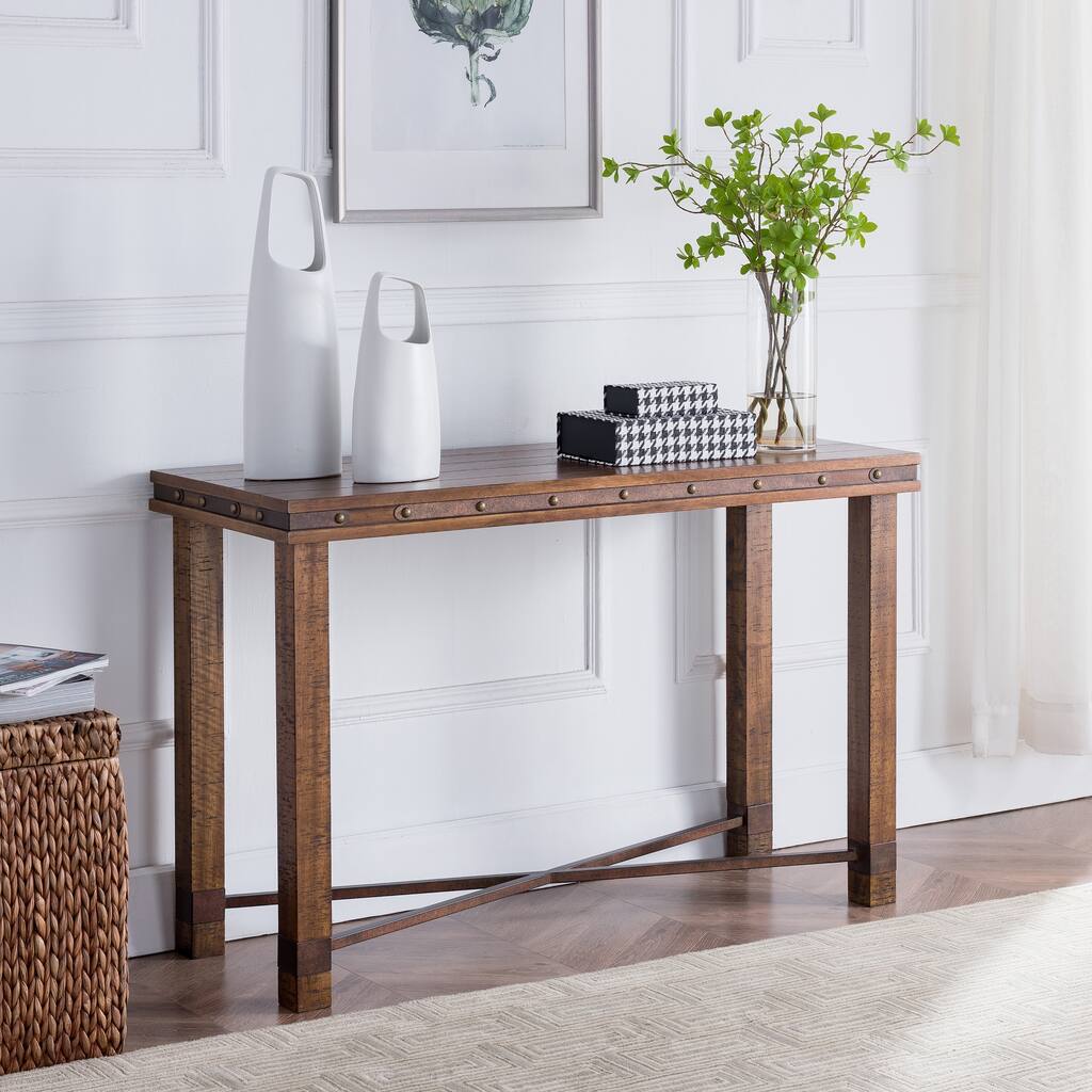 Carbon Loft Nicholas Rustic Industrial Console Table