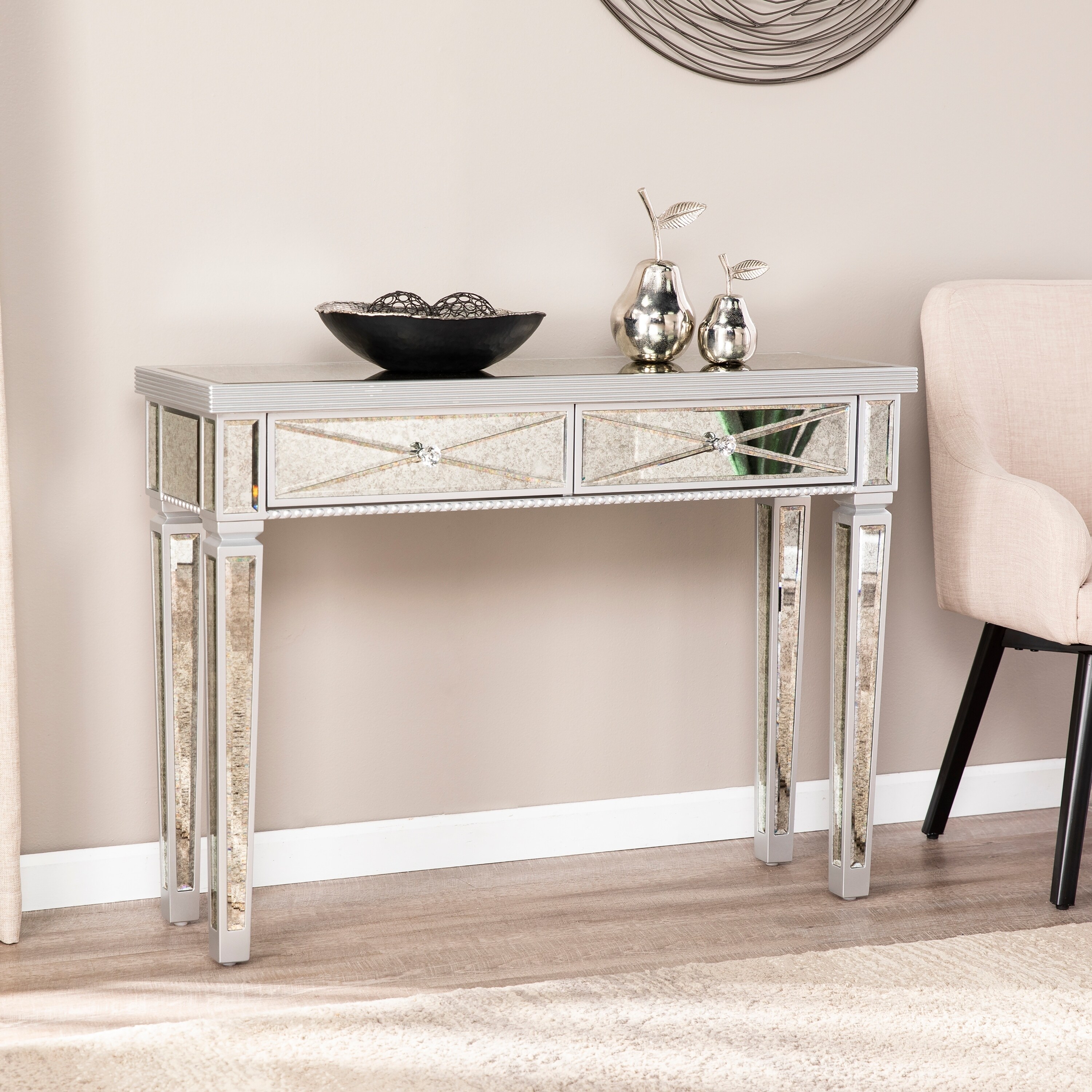 Silver Orchid Ham Mirrored Console Table