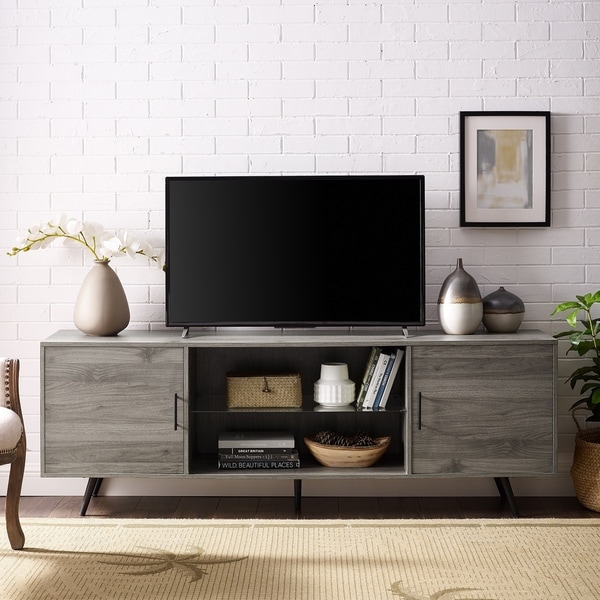 Mid Century Modern TV Stand Grey