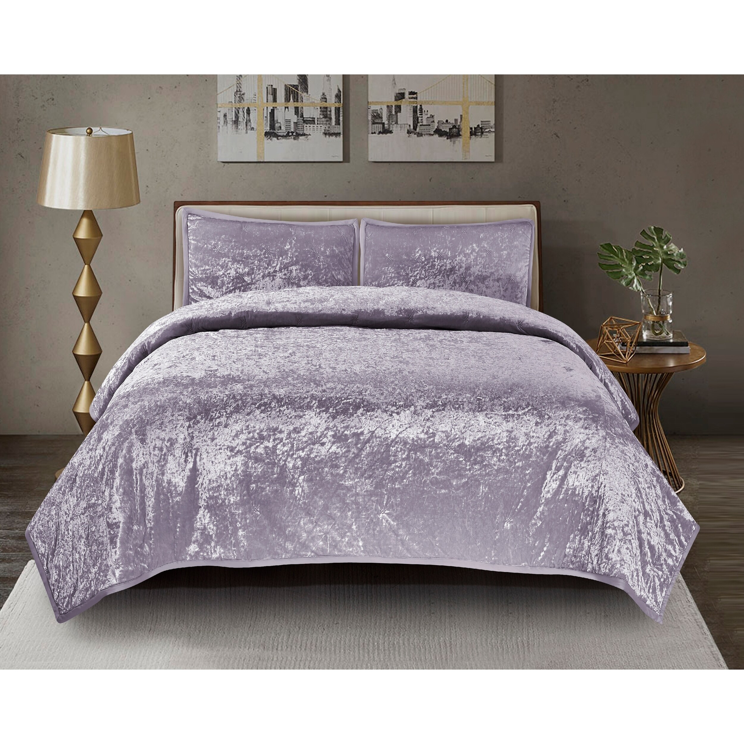 Shop Mystique Velvet Quilt Set In Purple Overstock 25612923