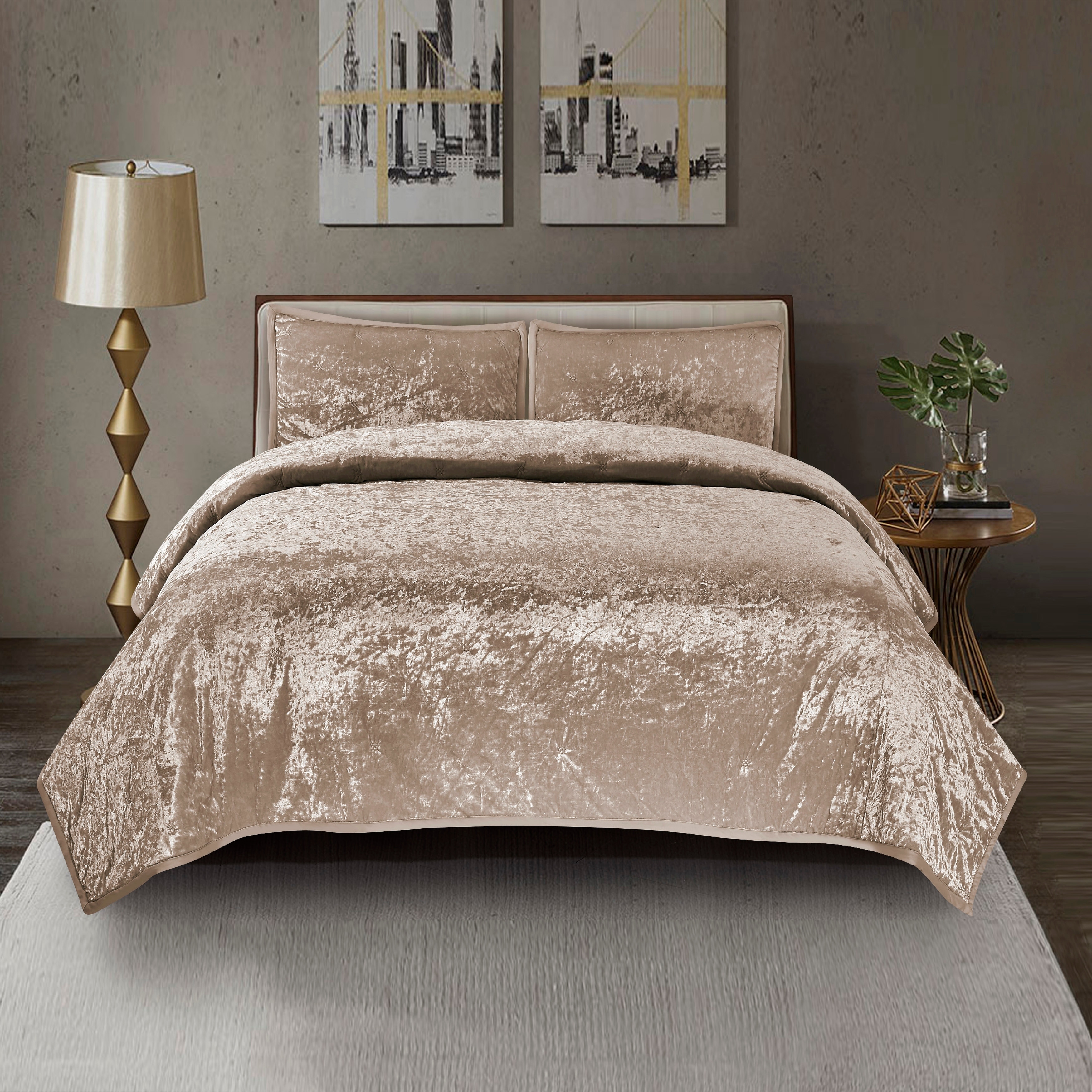 Shop Mystique Velvet Quilt Set In Gold Overstock 25612924