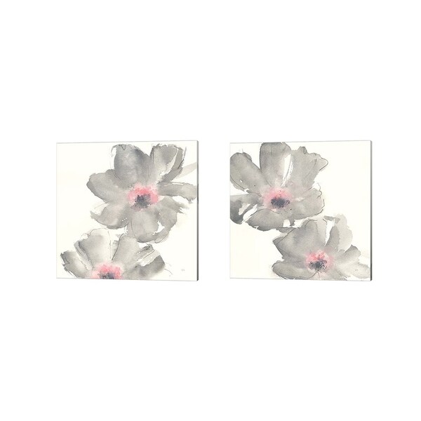 Chris Paschke 'Gray Blush Cosmos' Canvas Art (Set of 2)