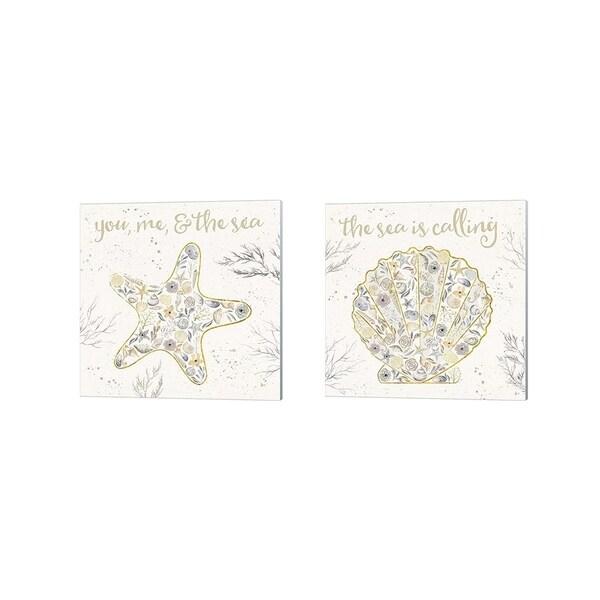 Jess Aiken 'Seaside Blossoms Neutral' Canvas Art (Set of 2)