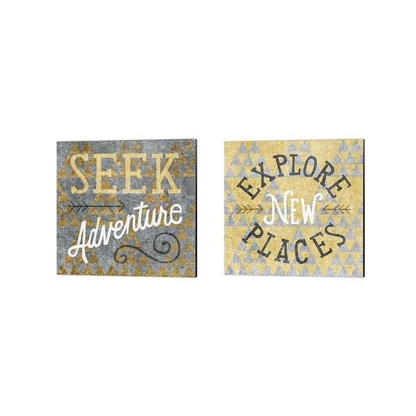 Michael Mullan 'Mod Triangles Gold' Canvas Art (Set of 2)