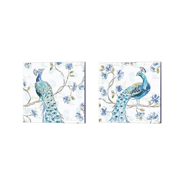 Daphne Brissonnet 'Peacock Allegory White' Canvas Art (Set of 2)