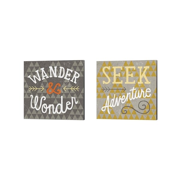 Michael Mullan 'Mod Triangles Retro' Canvas Art (Set of 2)