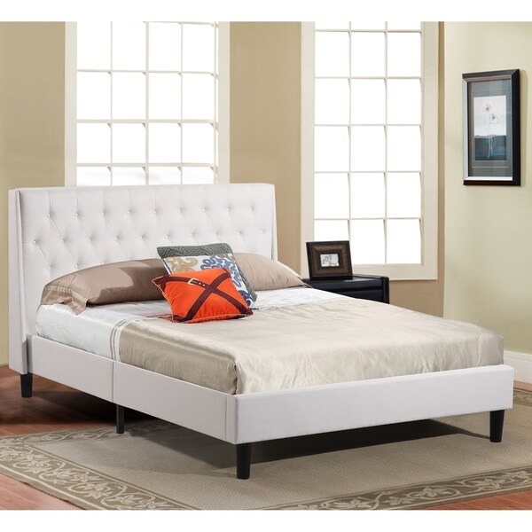 Shop Abbyson Nora Cream Tufted Upholstered Platform Bed - On Sale ...