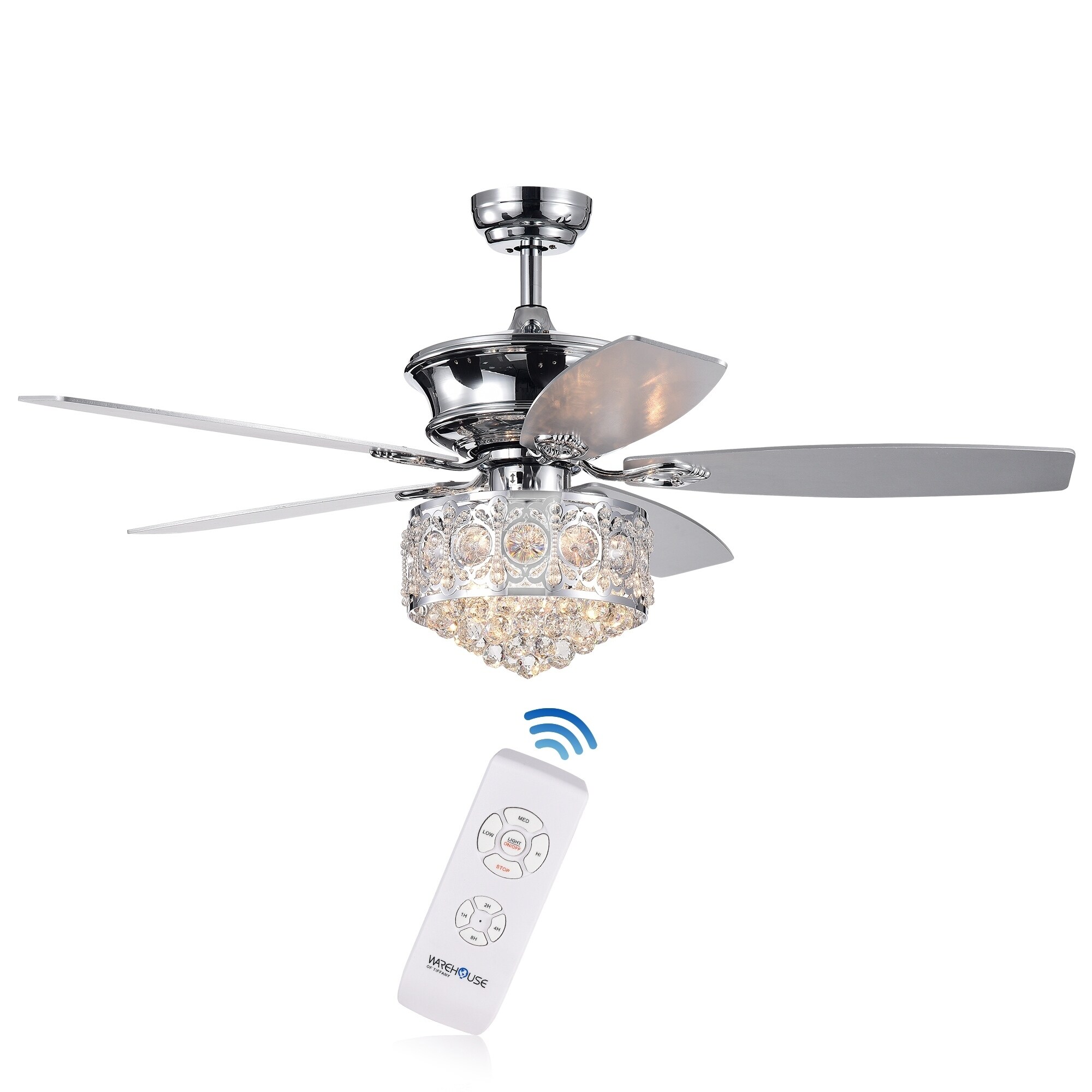 Shop Hasna 52 Inch Chrome Crystal Lighted Ceiling Fan Optional