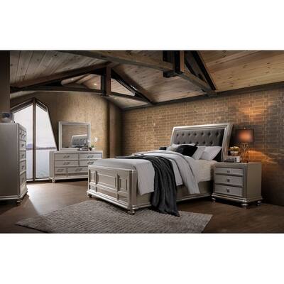 Home Source Amina Champagne 5 Piece Queen Bedroom Set 