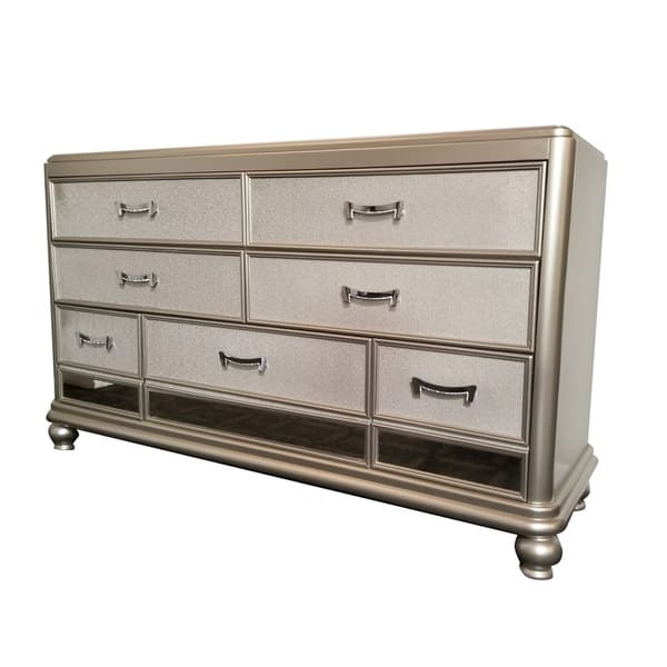 Shop Amina Champagne 7 Drawer Dresser With Mirrored Detail On