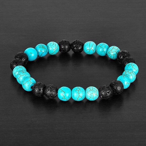 lava stone and turquoise bracelet