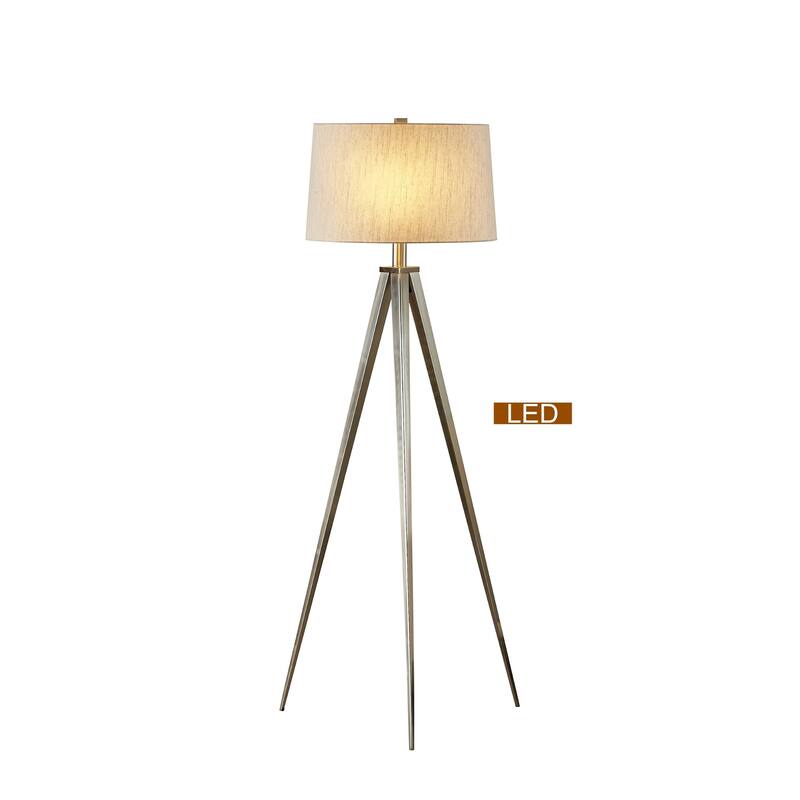 Artiva USA Hollywood LED Tripod Floor Lamp, 63", Satin Nickel