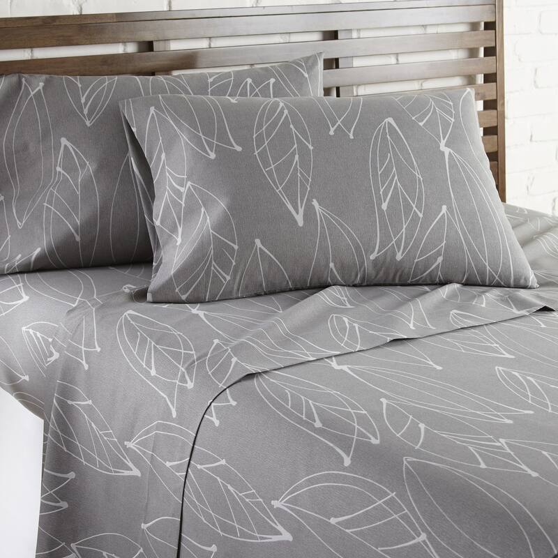 Vilano Choice Ultra-Soft Deep Pocket 4-piece Bed Sheet Sets - grey leaves - Twin XL