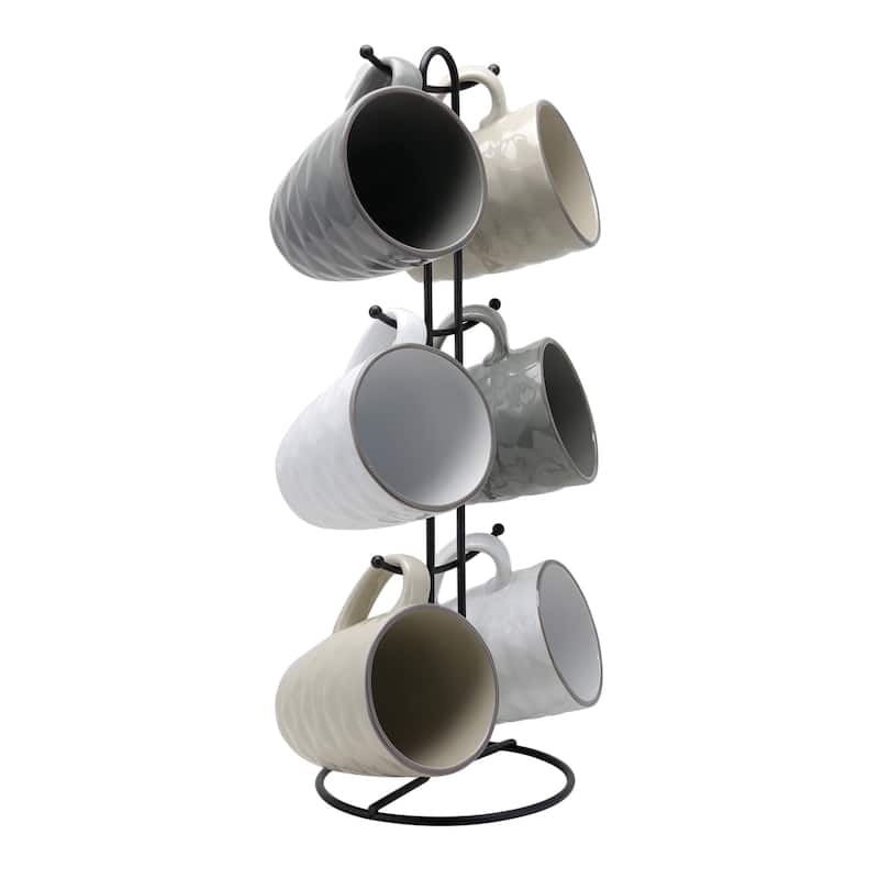 Elama Tahitian Waves 6-Piece 12 oz. Mug Set with Stand