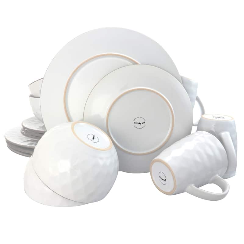 Elama's Luxurious Medici Pearl 16 Piece Dinnerware Set
