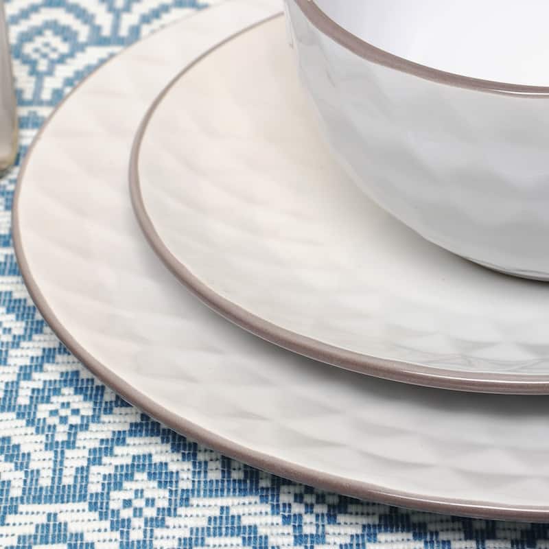 Elama's Luxurious Medici Pearl 16 Piece Dinnerware Set