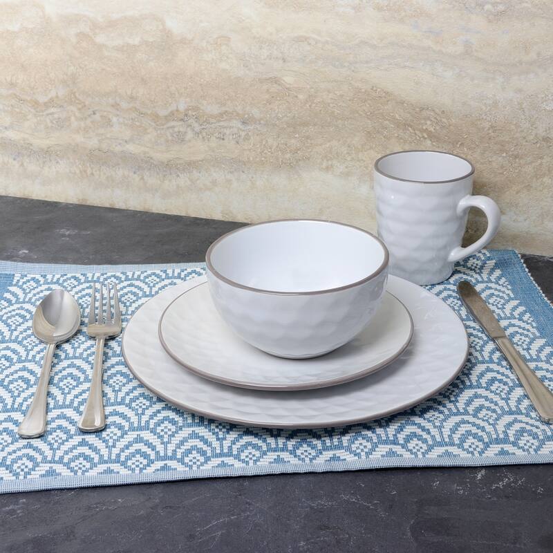 Elama's Luxurious Medici Pearl 16 Piece Dinnerware Set