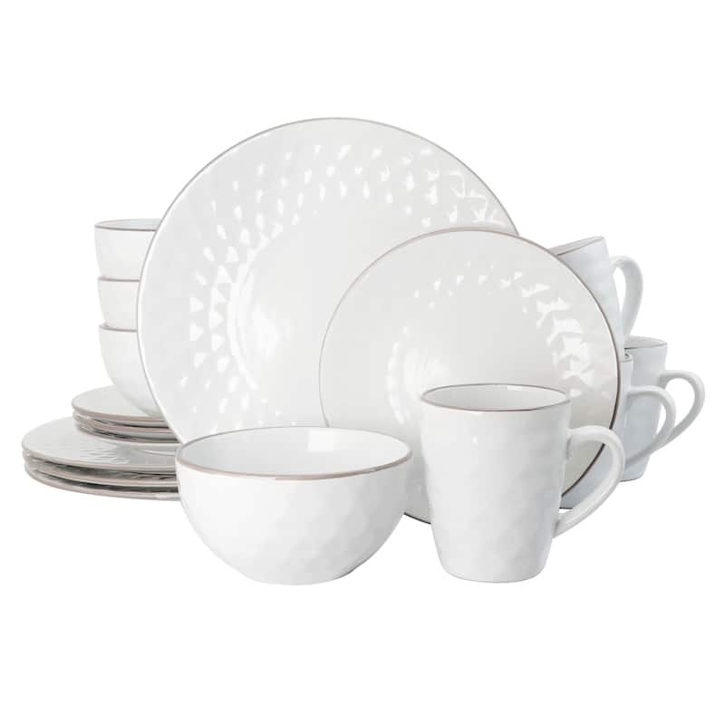 Elama's Luxurious Medici Pearl 16 Piece Dinnerware Set