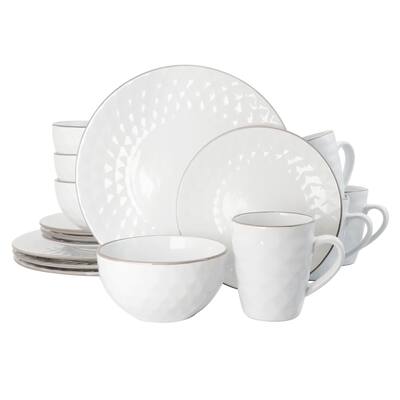 Elama's Luxurious Medici Pearl 16 Piece Dinnerware Set