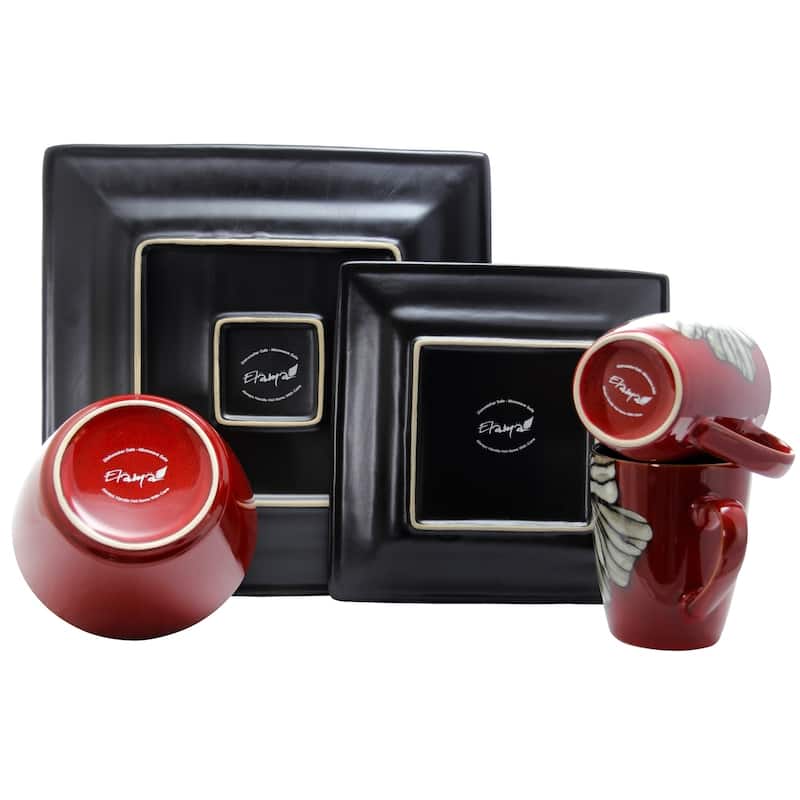 Elama Winter Bloom 16-Piece Dinnerware Set