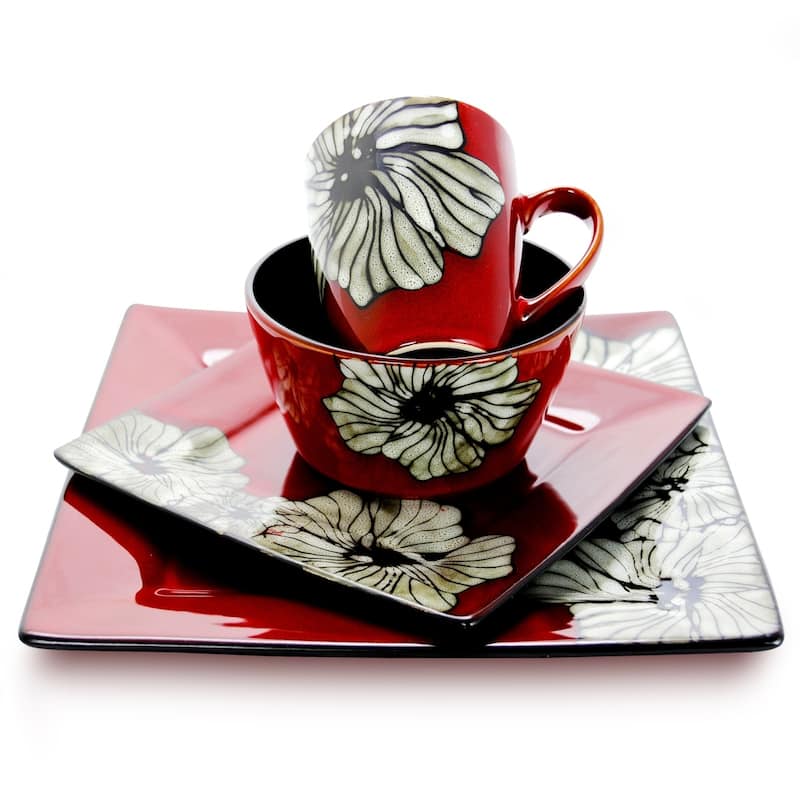 Elama Winter Bloom 16-Piece Dinnerware Set