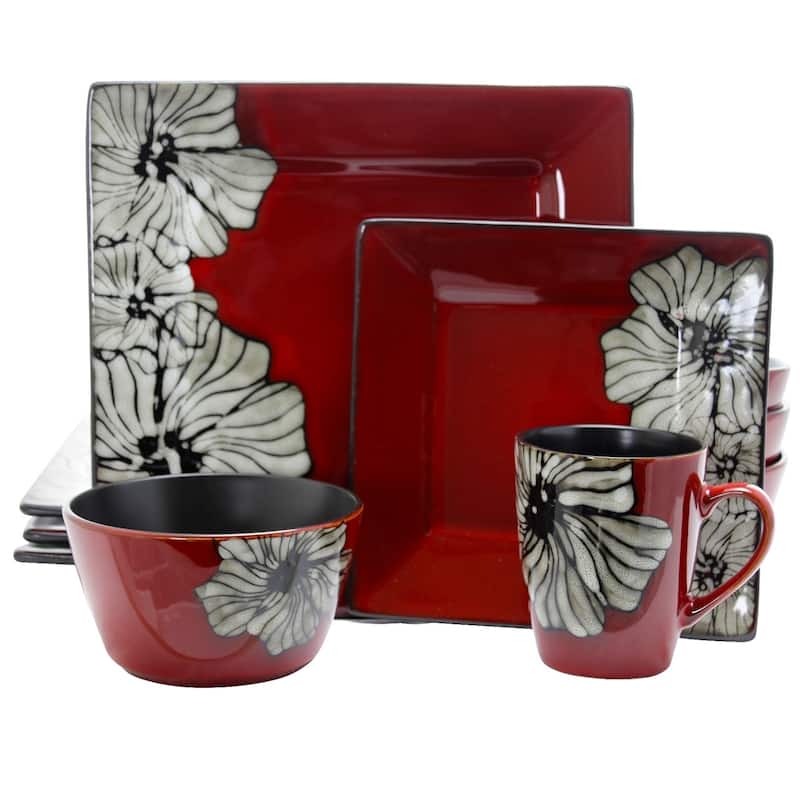 Elama Winter Bloom 16-Piece Dinnerware Set