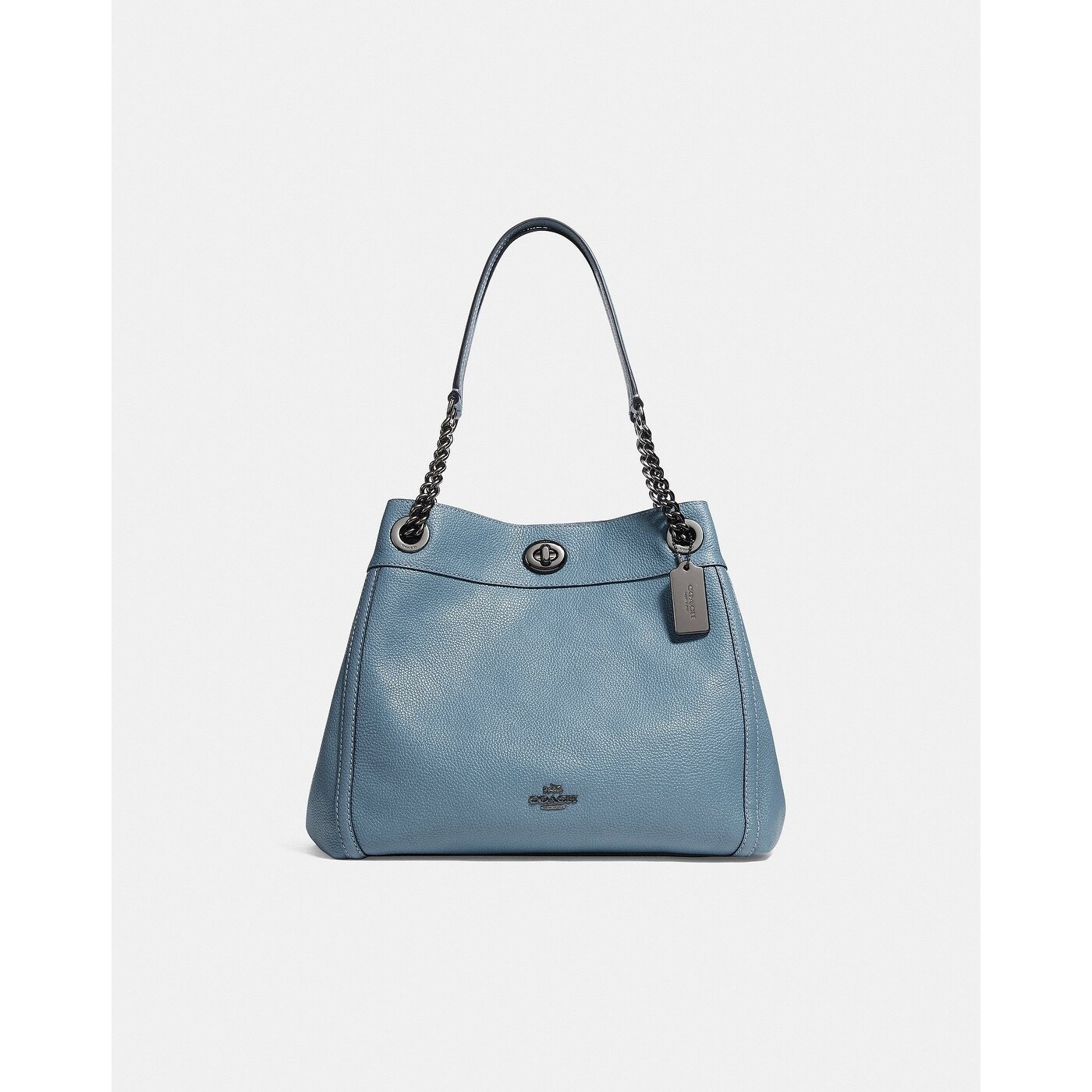 coach turnlock edie shoulder bag in polished pebble leather