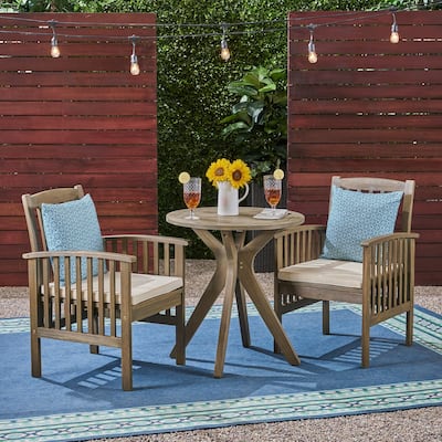 Casa Outdoor 2-Seater 28" Round Acacia Wood Bistro Set with X-Legs by Christopher Knight Home