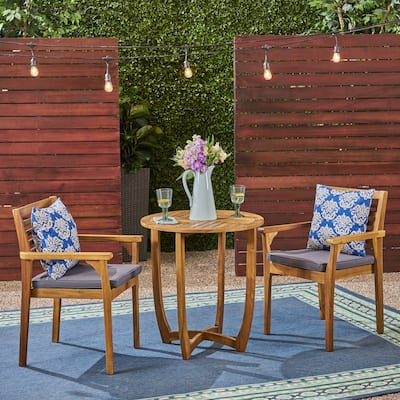 Casa Outdoor 2-Seater 28" Round Acacia Wood Bistro Set with Closed Legs by Christopher Knight Home