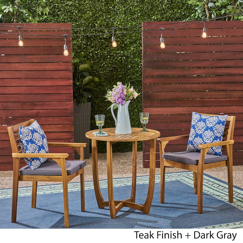 Casa Outdoor 2-Seater 28" Round Acacia Wood Bistro Set with Closed Legs by Christopher Knight Home