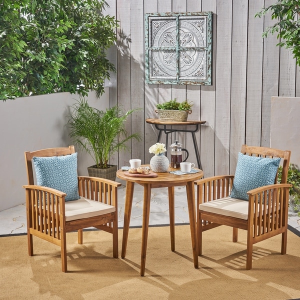 Christopher knight home outdoor coronado on sale acacia wood 3 piece bistro set