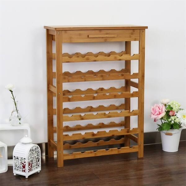 Shop Kinbor 28 36 Bottle Bamboo Wine Display Storage Rack Free