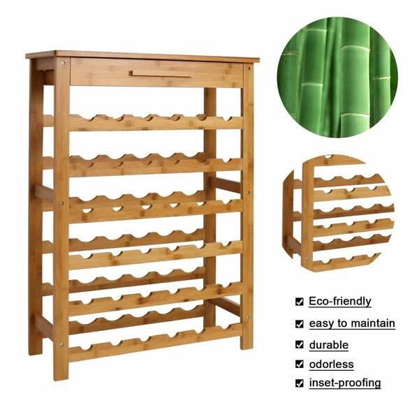Shop Kinbor 28 36 Bottle Bamboo Wine Display Storage Rack Free