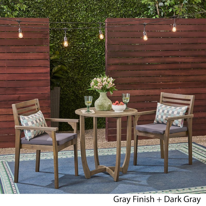 Casa Outdoor 2-Seater 28" Round Acacia Wood Bistro Set by Christopher Knight Home - N/A