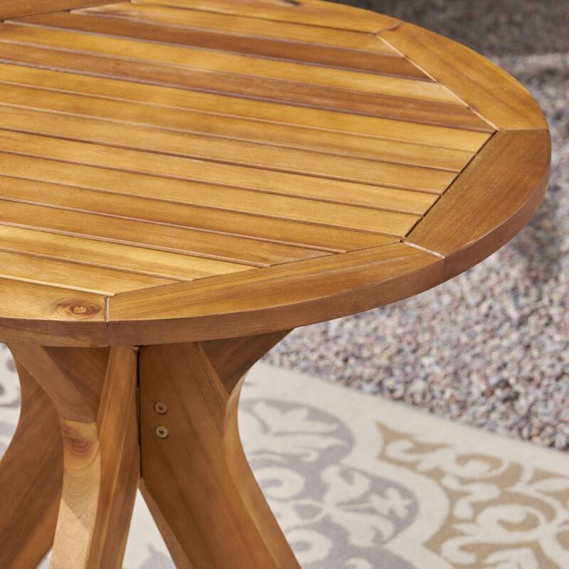 Casa Outdoor 2-Seater 28" Round Acacia Wood Bistro Set with X-Legs by Christopher Knight Home - N/A