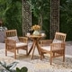 preview thumbnail 6 of 8, Casa Outdoor 2-Seater 28" Round Acacia Wood Bistro Set with X-Legs by Christopher Knight Home teak finish  + cream cushion