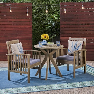 Casa Outdoor 2-Seater 28" Round Acacia Wood Bistro Set with X-Legs by Christopher Knight Home - N/A