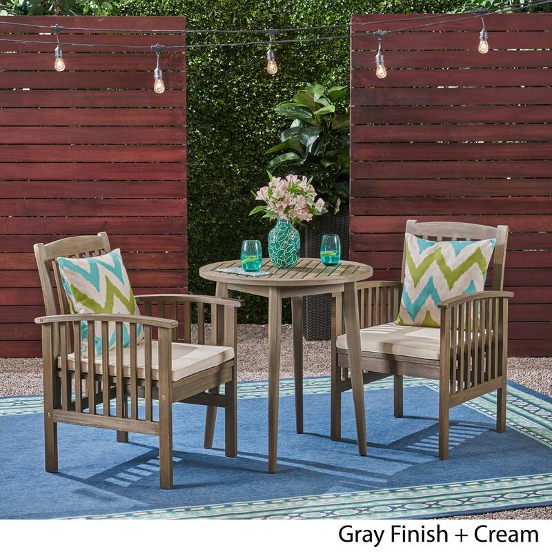 Casa Outdoor 2-Seater Acacia Wood Bistro Set by Christopher Knight Home