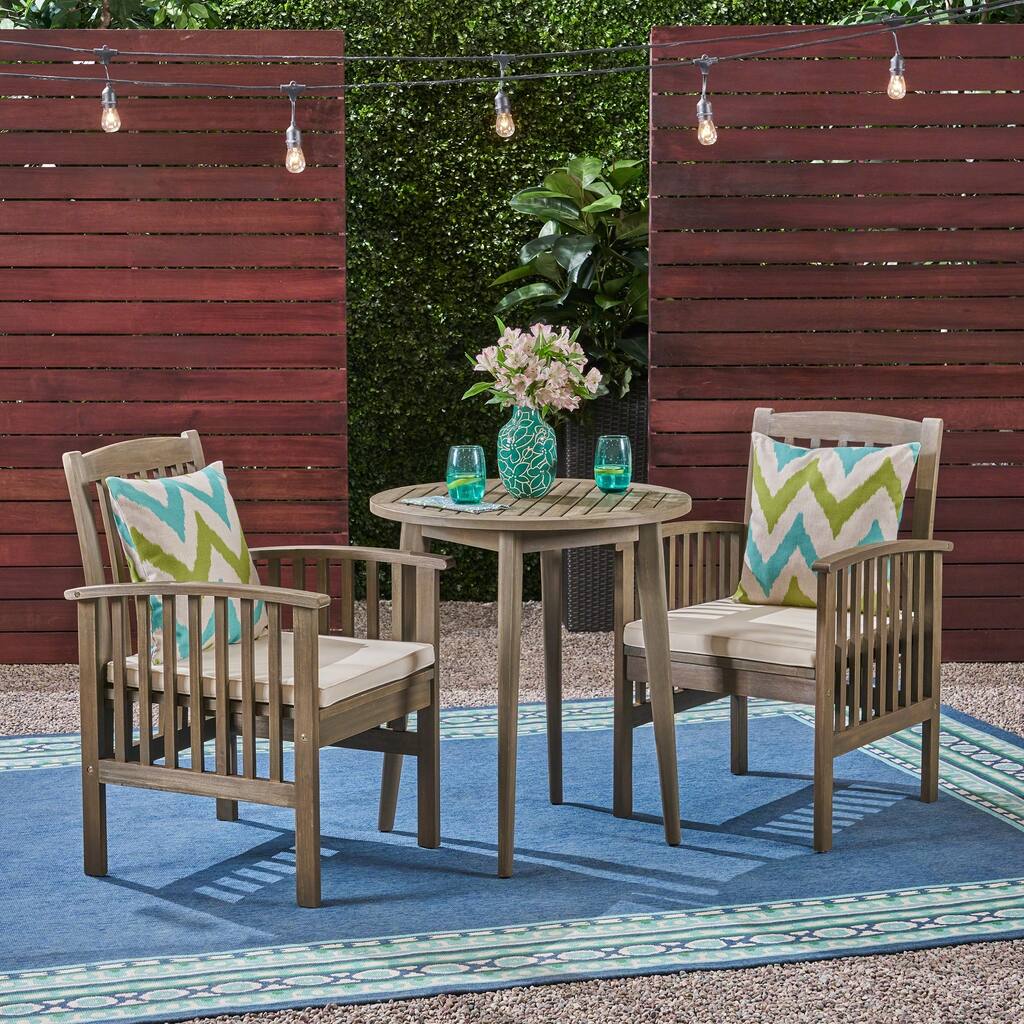 Casa Outdoor 2-Seater Acacia Wood Bistro Set by Christopher Knight Home