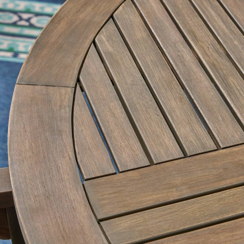 Casa Outdoor 4-Seater 47" Round Acacia Dining Set with Carved Legs by Christopher Knight Home
