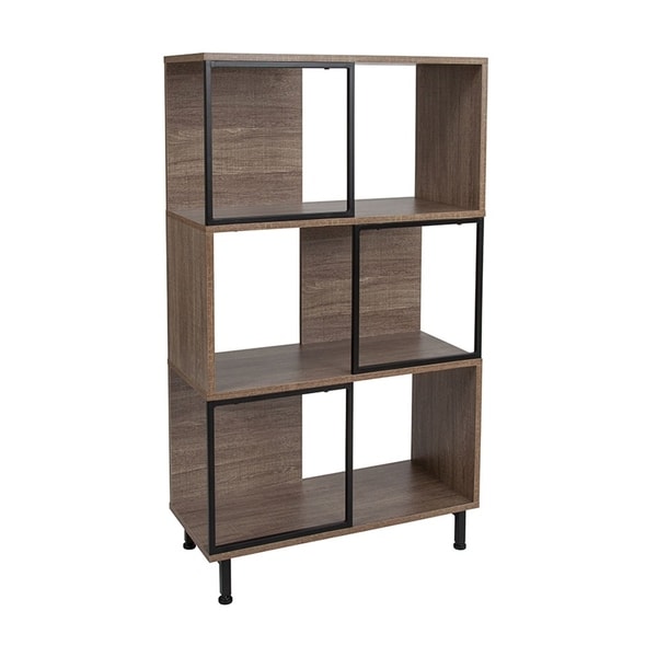 Shop Offex 26" x 45.25" Rustic Wood Grain Laminate Finish Bookshelf and Storage Cube - Free 